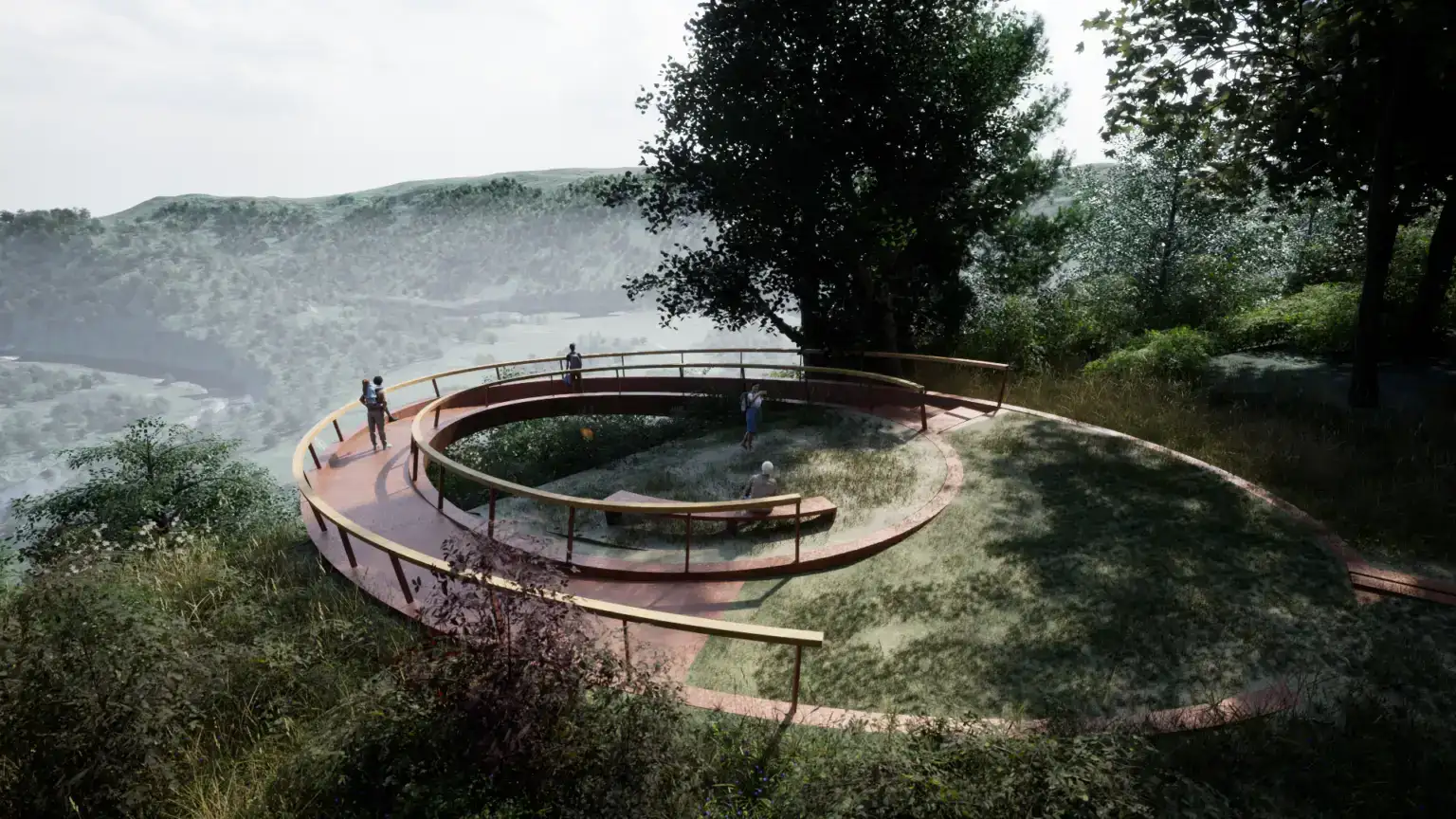 Modern observation platform of the Jambon de la Semois in the Ardennes