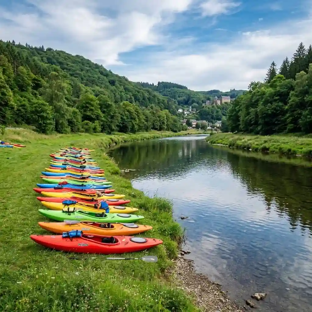 Flotte de kayaks monoplaces et biplaces
