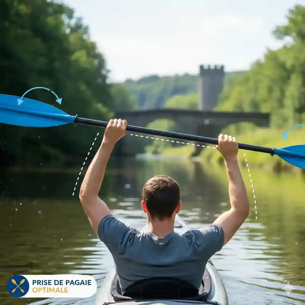 Gute Haltung und Paddelgriff im Kajak